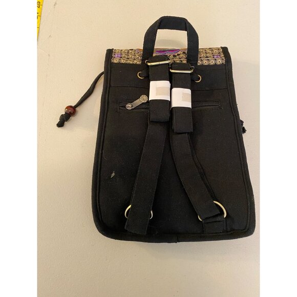 Purple Floral Embroidered Bohemian Backpack Purse Small - Picture 2 of 9